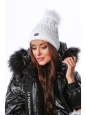 Winter cotton hat with pompom, white C31 - Online store - Boutique